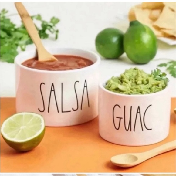 NIB Rae Dunn Salsa and Guac with 2 bamboo spoons set - Picture 1 of 8